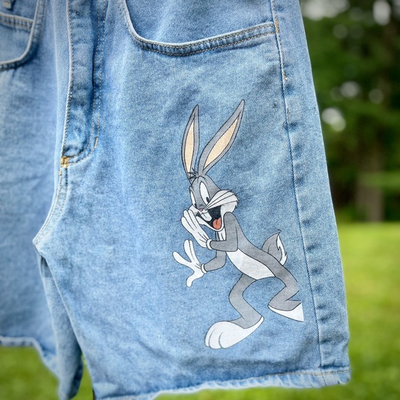 Jerry Leigh Vintage Looney Tunes Bugs Bunny Printed Denim Shorts sz M - Picture 4 of 7